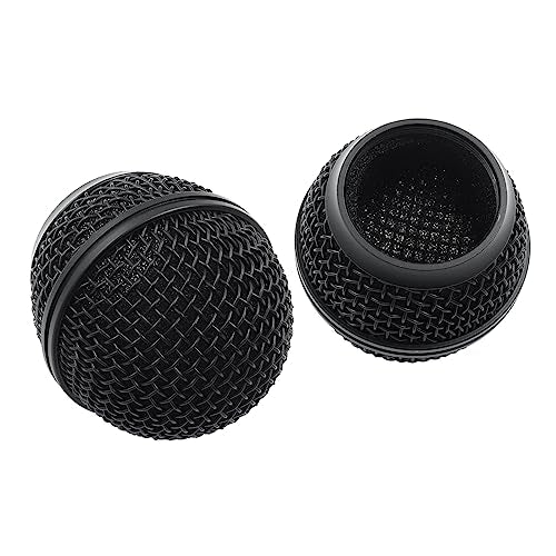 2 PCS Microphone Ball Head Mesh Grill, Black | Microphone Head Replace, Compatible with SM58, SM58LC, SV100, RK143G, Wireless Vocal Mic Head Cover - color: Black