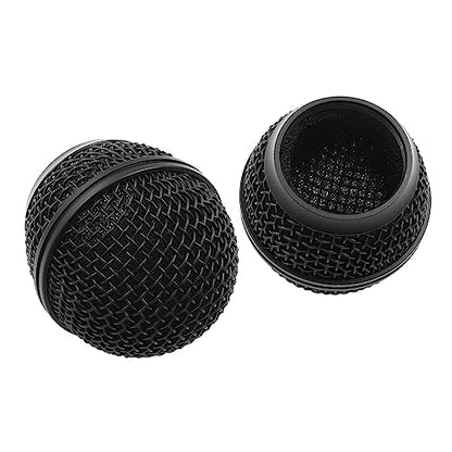 2 PCS Microphone Ball Head Mesh Grill, Black | Microphone Head Replace, Compatible with SM58, SM58LC, SV100, RK143G, Wireless Vocal Mic Head Cover - color: Black