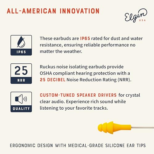 Elgin Ruckus+ Earplug Earbuds with Mic, Wired Earbuds - color: Gravel Gray, style: Ruckus+