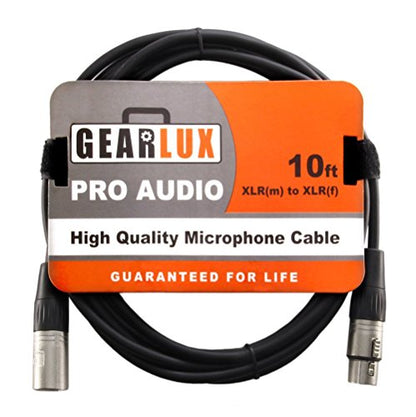 Gearlux XLR Microphone Cable, Fully Balanced, Male to Female, 10 Feet - Single Pack - size: 10 Ft, style: 1 Pack