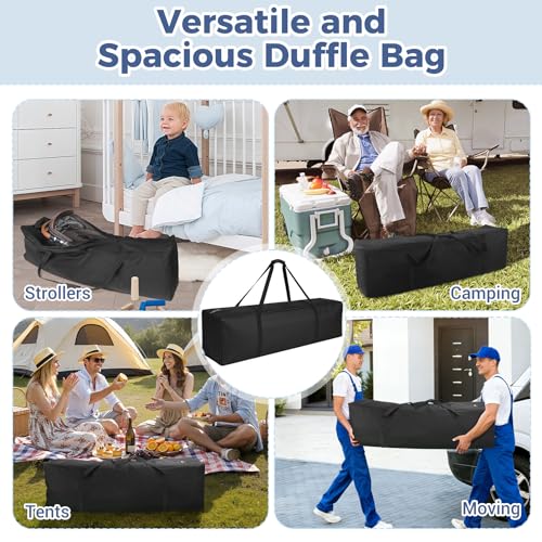 COOLBEBE 56" Sports Duffle Bag - 216L Extra Large Travel Duffel Luggage Bag | Upgrade 2-way Lockable Zippers, Heavy Duty Waterproof Long Duffle Bag for Tent Pole Camping Outdoor Moving (Black 56inch) - size: 56" x 14" x 17"