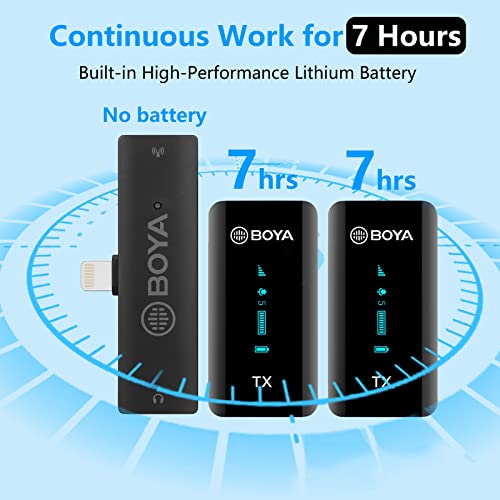 BOYA BY-XM6 S4 Wireless Lavalier Microphone for iPhone iPad, Dual Cordless Clip-on Lapel Mic for iOS Video Recording YouTube Facebook Live Stream Podcast Interview Vlog (328ft Range) - size: Lightning(RXD+TX+TX)
