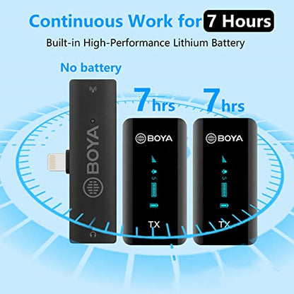 BOYA BY-XM6 S4 Wireless Lavalier Microphone for iPhone iPad, Dual Cordless Clip-on Lapel Mic for iOS Video Recording YouTube Facebook Live Stream Podcast Interview Vlog (328ft Range) - size: Lightning(RXD+TX+TX)