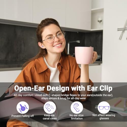 Clip on Earbuds,Open Ear Earbuds Wireless Bluetooth 5.4, Lightweight Open Ear Headphones with Mic 60H Battery,Waterproof, for Sports, Running, Small Ears & Glasses Wearers,Workouts - color: Purple