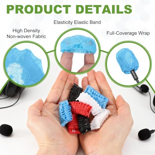 MECCANIXITY 20 Pcs Disposable Lapel Headset Microphone Windscreen, Non-Woven Mini Size Lavalier Microphone Windscreen Headset Mic Covers for Hole Ear-Hook Headsets, Lavalier Mic, Blue - color: Blue