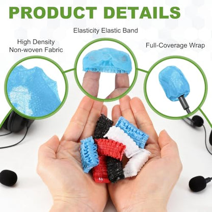 MECCANIXITY 20 Pcs Disposable Lapel Headset Microphone Windscreen, Non-Woven Mini Size Lavalier Microphone Windscreen Headset Mic Covers for Hole Ear-Hook Headsets, Lavalier Mic, Blue - color: Blue
