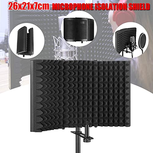 Microphone Soundproof Cover, For The Microphone Of The Recording Studio, Windscreen, Anti-spray Mesh Cover, Sound-absorbing Cover, Noise-proof, Three-door Noise Reduction Panel, Sing 3d Surround Music