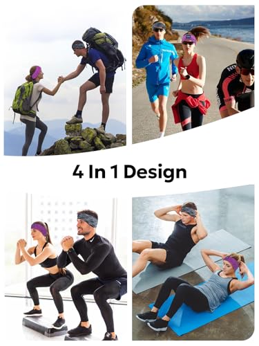 2-Pack Bluetooth Headband Headphones, Wireless Sports Headband, Washable Music Headband with Secure Fit for Running, Workout, Gym, Yoga, Sleep Headphones for Side Sleepers- Great Gift