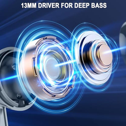 Wireless Earbuds, Bluetooth 5.4 Ear Buds, LED Power Display, 6D Bass Stereo | 4 ENC Noise Cancelling Mic, HiFi Stereo, In-Ear Headphones, 40H Playback Mini Case, IP7 Waterproof Sports, for Android iOS - color: Dark Gray