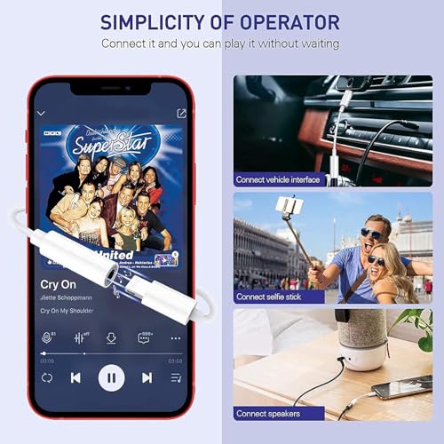 Headphone adapter for iPhone, Lightning to 3.5 mm Headphone Jack Adapter,2 Pack Earbuds/Earphones Converter Cord Aux Cable Audio Connector Compatible with iPhone 14/13/ 12/SE/11/XR/Xs/X/8/iPad/iPod