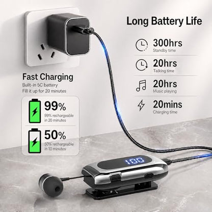 Wireless Headset Wireless Headphones Handsfree Call Wireless Earpiece Noise Cancellation Earbud Earphones Mic Compatible with Cell Phones Car Driver Trucker Business Office (Silver) - color: Silver