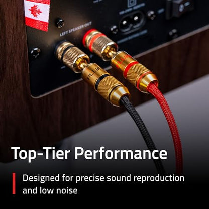 Fluance High-Fidelity 12 Gauge Speaker Wire with Dual Gold-Plated Banana Plugs, 12 Feet Oxygen-Free Pure Copper (OFC) Cable, Nylon Braided Jacket (SW512)