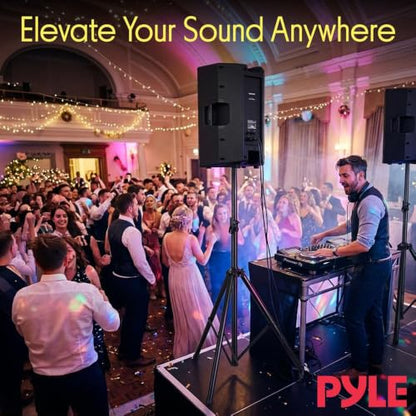 Pyle Universal Speaker Stand Mount Holder Heavy Duty Tripod w/ Adjustable Height from 40” to 71” and 35mm Compatible Insert Easy Mobility Safety Pin and Knob Tension Locking for Stability, Black - size: 1-Pack