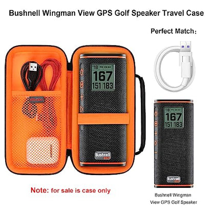 GPS Speaker Hard Carrying Case for Bushnell Golf Wingman View Golf Speaker | Bushnell Wingman GPS Golf Speaker Travel Protective Bag Storage Holder, Extra Mesh Pocket Fits Charging Cable Remote, Black - color: Black