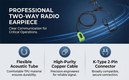 Yunseity Radio Earpiece, 2 Way Radio Headset with Acoustic Tube Noise Reduction Microphone Push to Talk, for TK TH KPG HYT 2 Pin Dual Pin 3.5mm .5mm