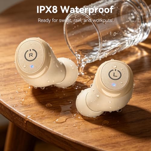 TOZO T10 Wireless Earbuds Powerful Bass Stereo Wireless Charging, APP, IPX8 | Waterproof, 55H Playtime, Ergonomic Design In Ear buds, App Customize EQ, Bluetooth 5.3 Headphones for Work, Travel, Khaki - color: Matte Khaki