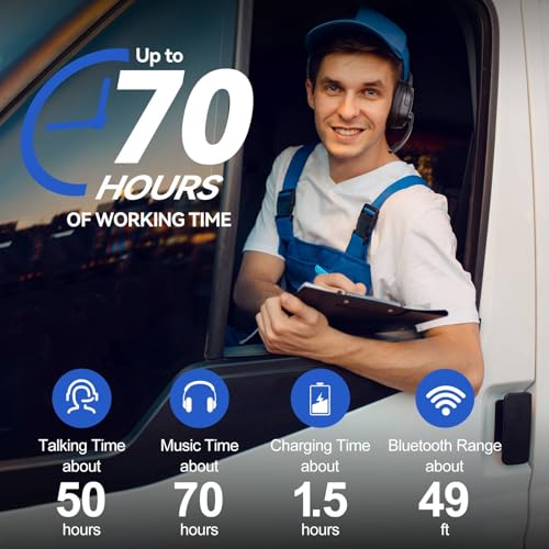TECKNET Bluetooth Trucker Wireless Headset, Noise Cancelling Mic for Work | Single Ear, 50Hrs Battery, 3 EQ Music Modes, Clear Mic Wireless Headset for PC, Truck Drivers, Office & Call Center - size: OS-Single Ear