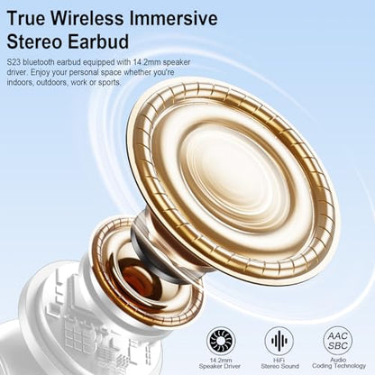 Wireless Earbuds, Bluetooth Headphones, Stereo Bass Ear Buds with ENC Noise Cancelling Mics, Bluetooth Earbuds with LED Display Charging Case, IP7 Waterproof Earphones for Android iOS/Light white - color: light white