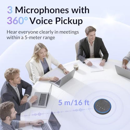 FreeChat Conference Speakerphone, 3 AI Mics 360 Voice Pickup | Smart Noise Cancelling, Portable Speaker for Video Calls, Home Office & Small Team Meetings - color: FreeChat 101(3 Mics)