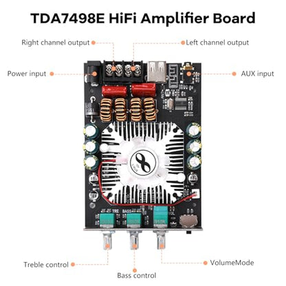 Daakro ZK-1602T Bluetooth Amplifier Board,160W+160W 2.0 Channel Amp Board with Treble and Bass Control,DC 15-36V, Bluetooth and AUX Inputs, Audio Amp Board for Home DIY Wireless Speaker, Password Free - color: ZK-1602T