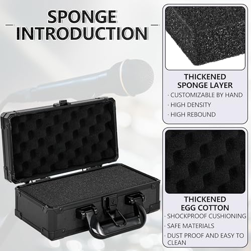 11 Inch Carrying Case with Customizable Pre-Diced Foam | Aluminum Case, Aluminum Alloy Sturdy Build, Storage Case for Microphone, Equipment, Camera, Tools, Recorder, etc - size: 11.1x5.9x5.5 Inch