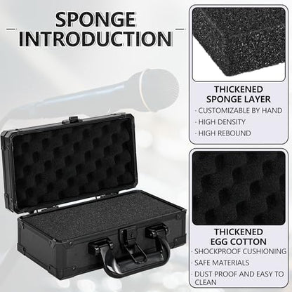 11 Inch Carrying Case with Customizable Pre-Diced Foam | Aluminum Case, Aluminum Alloy Sturdy Build, Storage Case for Microphone, Equipment, Camera, Tools, Recorder, etc - size: 11.1x5.9x5.5 Inch