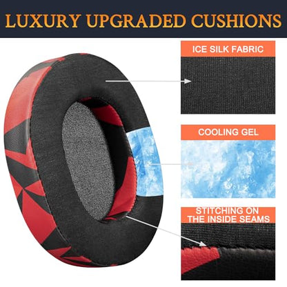 SOULWIT Earpads for SteelSeries Arctis 1/3/5/Arctis 7/7+/7P/7P+/7X/7X+/9/9X/Pro/Prime(Do Not Fit Any Arctis Nova) Headset, Cooling Gel Ear Pads Cushions with Ice Silk Fabric - Red Storm - color: Red Storm