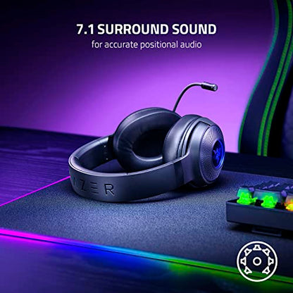 Razer Kraken V3 X Wired USB Gaming Headset, Lightweight, Black | TriForce 40mm Drivers, HyperClear Cardioid Mic, 7.1 Surround Sound, Chroma RGB Lighting - color: Black, size: Standard, style: Kraken V3 X