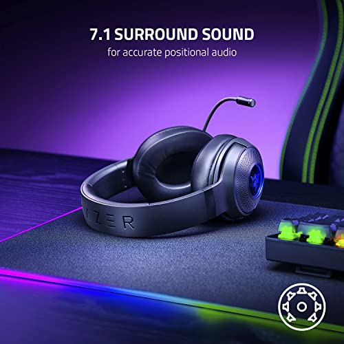 Razer Kraken V3 X Wired USB Gaming Headset: Lightweight Build - Triforce 40mm Drivers - HyperClear Cardioid Mic - 7.1 Surround Sound - Chroma RGB Lighting - Black (Renewed)