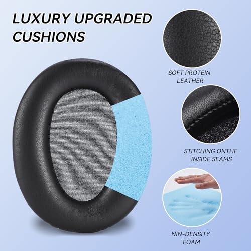 Lukvcoe Replacement Earpads for Sony WH-CH700N(WHCH700N), MDR-ZX780(ZX780DC), MDR-ZX770 and MDR-10R(10RNC 10RBT) Over-Ear Headphones, Ear Pads Cushions Softer Protein Leather (Protein Leather - Black)