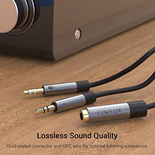 Cubilux 3.5mm Headset Audio and Microphone Splitter, 1/8” TRRS(CTIA) Female to 2X TRS Male Y Splitter for Gaming Headset, PC, Laptop, Computer with Separate Headphone and MIC Jack