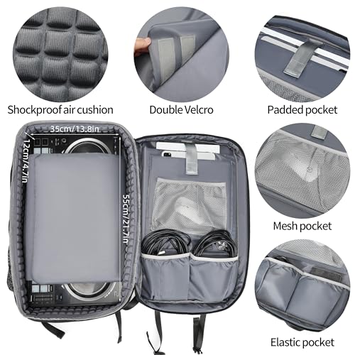 DJ Backpack for Club Gigs, DJ Mixer Case Compatible with Pioneer DJ DDJ-REV1, DJ Controller, Novation Launchkey 37 Key Keyboard and More Equipment - color: Gold, style: Music
