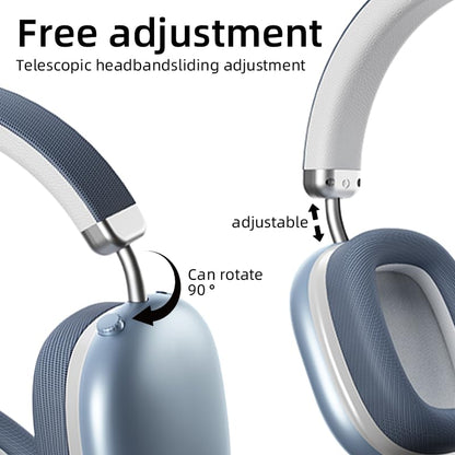 BT1638 Over-Ear Wireless Headphones, Premium Padded Headband, Champagne USB-C Charging, Bluetooth Headphones， Long Endurance Flight of up to 40 Hours，Fashionable and Colorful (Blue) - color: Blue