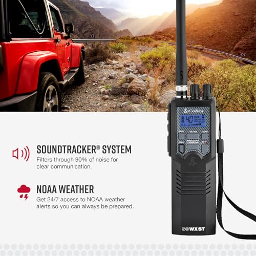 Cobra HH50WXST Handheld CB Radio - Emergency Radio with Access to Full 40 Channels and NOAA Alerts, Earphone Jack, 4 Watt Power Output, Noise Reduction and Dual Channel Monitoring, Black | Emergency Radio with Access to Full 40 Channels and NOAA Alerts, N