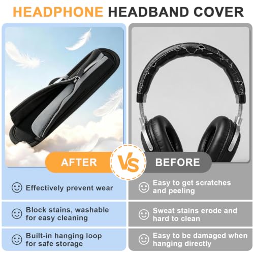 Universal Replacement Headphone Headband Cover, Headband Cushion Pad Cover Compatible with Sony, Bose, Beats, JBL Head Band Protector for Noise Canceling Stereo Headset (Black) - color: Black