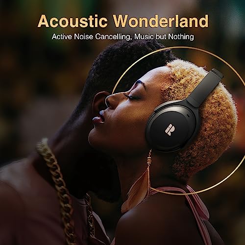 Bluetooth Headphones, Premium Active Noise Cancelling Wireless Headphones Over Ear, 50H Playtime, Hi-Res Audio, Deep Bass, Memory Foam Ear Cups for Travel, Home Office | Hi-Res, cVc 8.0 Noise Canceling Mics, ANC, Deep Bass, 3.5mm Cable, Foldable Carry Cas