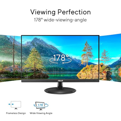 ASUS 22” Eye Care Monitor (VP229QF) – 100Hz, IPS, Full HD, 99% sRGB, Frameless, Adaptive-Sync, DisplayPort, HDMI, Low Blue Light, Flicker Free, Wall Mountable, 3 yr Warranty | Includes monitor arm, base and HDMI cable for mounting, connectivity and assemb