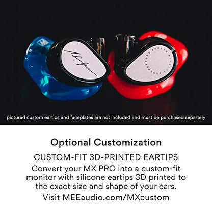 MEE audio Professional MX4 PRO Quad-Driver Hybrid Musicians In Ear Monitor Headphones with High-Resolution Reference Sound; Noise Isolating Earbuds Earphones with Detachable Cables, Black - color: Black, size: MX4 PRO