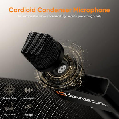 COMICA Revo S Wireless Handheld Microphone for iPhone17/16 Android Phone PC | Professional Interview Microphone with Plug & Play, Noise Reduction, Reporter Mic for Content Creators Speech Podcast Vlog