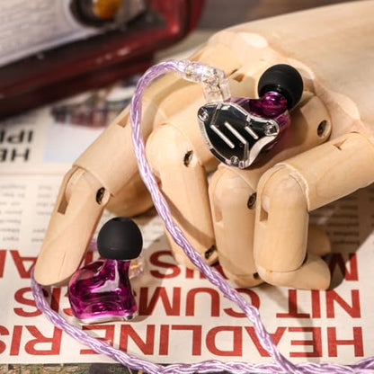 Linsoul KZ ZS10 Pro, 4BA+1DD 5 Driver in Ear Monitor, HiFi Wired Earbuds, Gaming Earbuds, Hybrid IEM Earphones with Stainless Steel Faceplate, Detachable Cable for Musician (with Mic, Purple) - color: Purple, style: With Mic