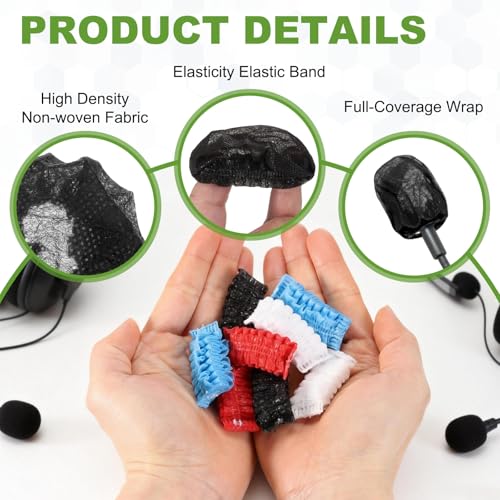 MECCANIXITY 50 Pcs Disposable Lapel Headset Microphone Windscreen, Non-Woven Mini Size Lavalier Microphone Windscreen Headset Mic Covers for Hole Ear-Hook Headsets, Lavalier Mic, Black - color: Black