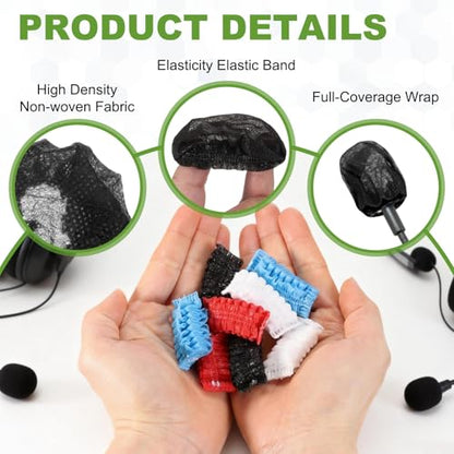 MECCANIXITY 50 Pcs Disposable Lapel Headset Microphone Windscreen, Non-Woven Mini Size Lavalier Microphone Windscreen Headset Mic Covers for Hole Ear-Hook Headsets, Lavalier Mic, Black - color: Black