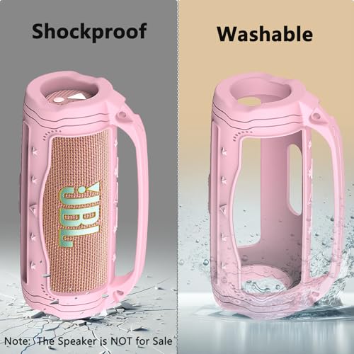 Silicone Cover Case for JBL Flip 7 Portable Bluetooth Speaker - color: Pink