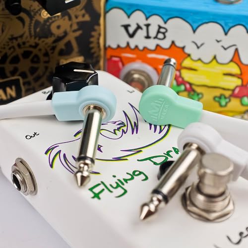 Flat Low Profile Guitar Patch Cable 6 inch for Effects Pedals, 1/4 inch Right-Angle, Surf Green, 3-Pack - color: Surf Green, size: 6"