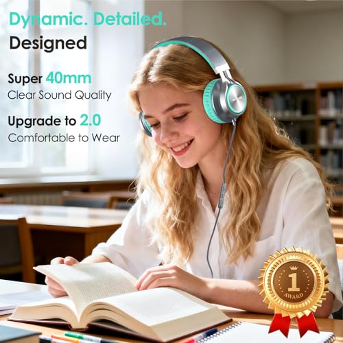 INFURTURE USB C Headphone for School & Adults Over-Ear Headphone with Mic | No Charging. Plug & Play. Crisp Calls. Lightweight Comfort. Tangle-Free Cable. Ideal for Students & Frequent Travellers - color: Green