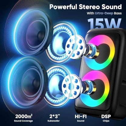 Karaoke Machine for Adults Kids, Portable Bluetooth Speaker with 3 Wireless Microphones, TWS Mode & LED Light, 10H Battery PA System, Home Party Outdoor Camping Birthday Gifts (3 Mics) - size: 3 Mics