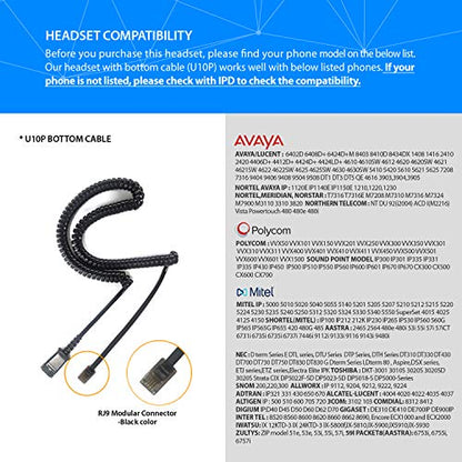IPD IPH-160 Phone Headset with Noise Cancelling Microphone for Office and Call Center- Comapatible with Polycom VVX, Aastra,Avaya Digital, Nortel,Samsung,Mitel landline Phones. | Office and Call Center, Compatible with Polycom VVX, Aastra, Avaya Digital,
