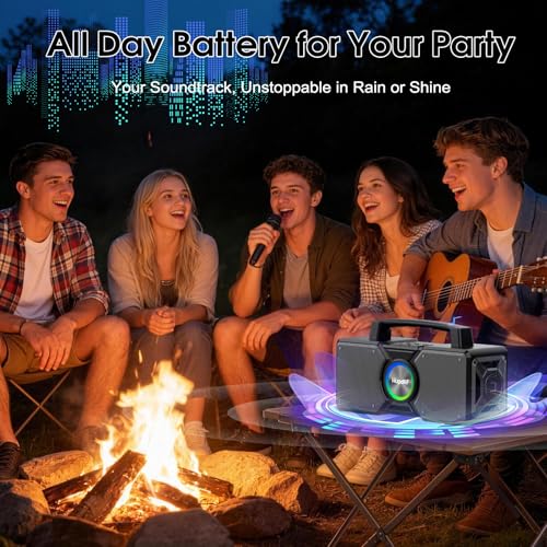 Hupoaf Speakers Bluetooth Wireless,160W Max Loud Bass Outdoor Speaker, IPX7 Waterproof, Boombox Sound, All Day Battery, Wireless TWS Pairing Speakers Portable for Party, Outsides, Beach,Garage