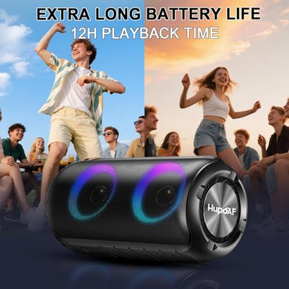 Hupoaf Bluetooth Speaker, 2026 New Portable Wireless Speaker IP7 Waterproof | 6D Loud Sound, HD Call, RGB Lights, 12H Playtime for Home/Party/Outdoor/Beach, Electronic Gadgets, Birthday Gift - color: A-Black