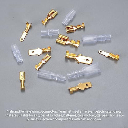 600 Pcs 2.8mm 4.8mm 6.3mm Male and Female Wire Spade Connectors and Insulating Sleeve Kit, Car Audio Speaker Bullet Connectors Terminals Wire Crimps for Car Speaker Electrical Wiring